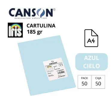 [701131] CARTULINA CANSON IRIS A4 185 GRAMOS AZUL CIELO