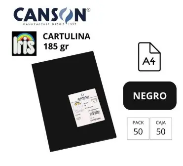 [701321] CARTULINA CANSON IRIS A4 185 GRAMOS NEGRO 