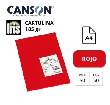 [649696] CARTULINA CANSON IRIS A4 185 GRAMOS ROJO 