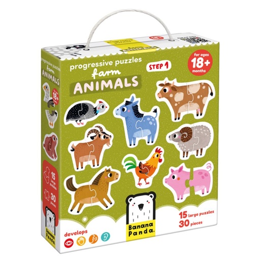 [670499] PUZZLE BANANA 5 PUZZLES ANIMALES DE LA GRANJA
