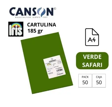 [701411] CARTULINA CANSON IRIS A4 185 GRAMOS VERDE SAFARI