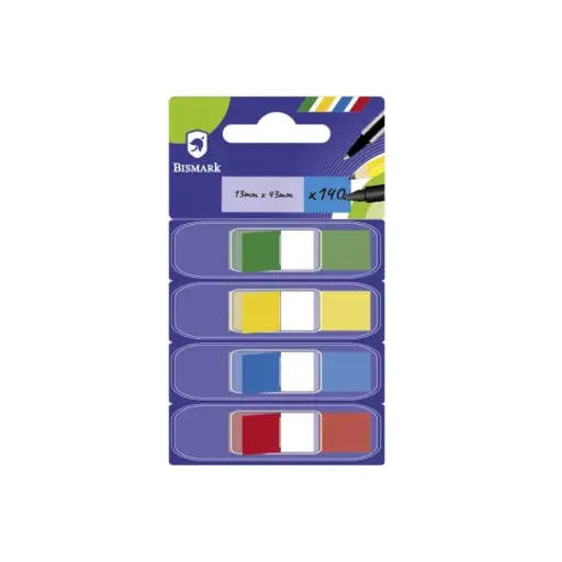 [002219] BANDERITAS ADHESIVAS BISMARK SEPARADORES 12X45MM 4COLORES BASICOS /140 UDS