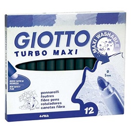 Rotulador Giotto Turbo Maxi Unicolor Negro 12 Uds