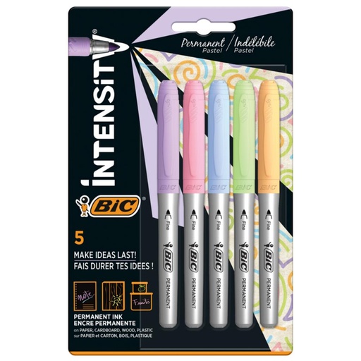 [081419] ROTULADORES BIC INTENSITY PASTEL BLISTER DE 5 UNIDADES
