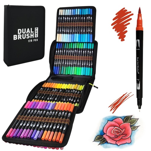 [704266] ROTULADORES LETTERING DOBLE PUNTA RAYLU PAPER ESTUCHE 120 UNIDADES