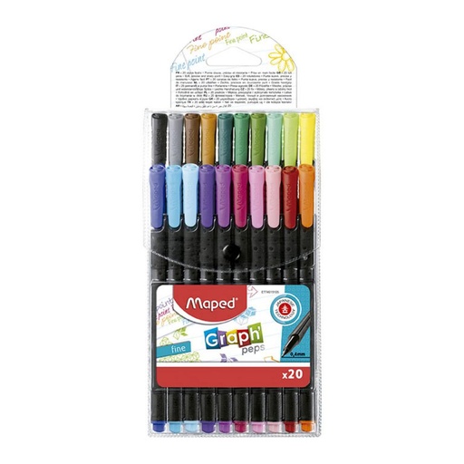 [649142] ROTULADORES MAPED GRAPH’PEPS FINELINER ESTUCHE 20 COLORES SURTIDOS