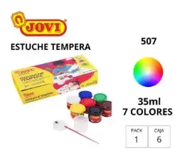 Témpera Jovi 35ml Caja De 7 Colores Surtidos + Pincel