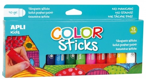 [825421] TEMPERA SOLIDA APLI COLOR STICKS 10GR 12  COLORES