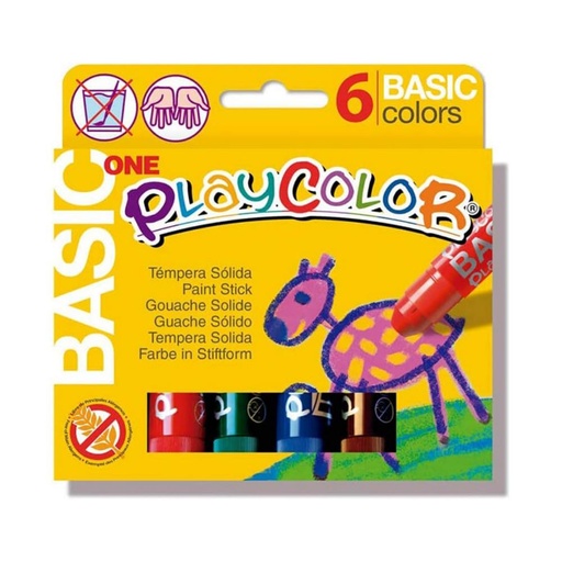[630585] TÉMPERA SÓLIDA PLAYCOLOR ESCOLAR CAJA 6 COLORES SURTIDOS