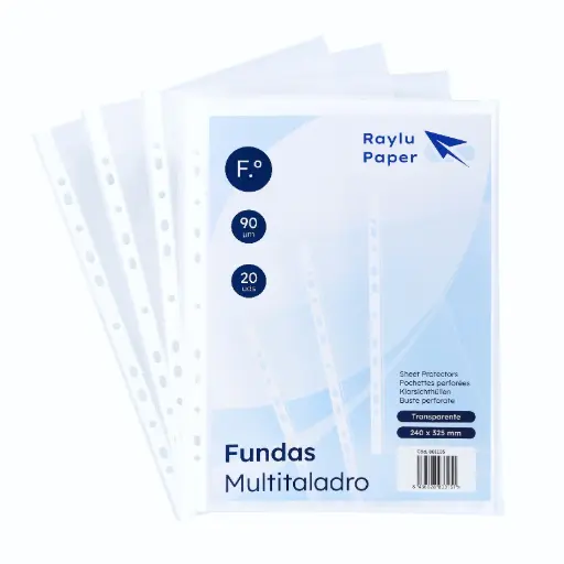 [801105] FUNDAS MULTITALADRO FOLIO 90 MICRAS PAQUETES DE 20UDS RAYLU