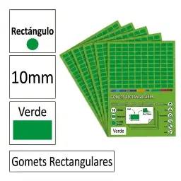 Gomets Rectangulo Pequeño Ø 10 Mm Verde