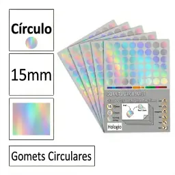 Gomets Circulo Mediano Ø 15 Mm Holografico