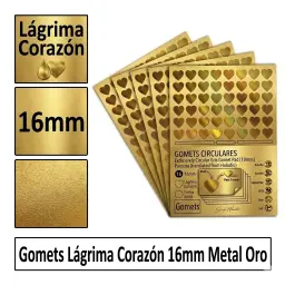 Gomets Corazon Lagrima Ø 16 Mm Metal Oro