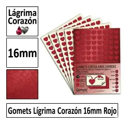Gomets Corazon Lagrima Ø 16 Mm Rojo