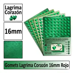 Gomets Corazon Lagrima Ø 16 Mm Verde