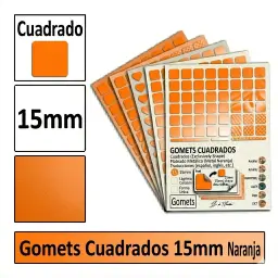 Gomets Cuadrado Mediano Ø 15 Mm Naranja