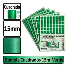 Gomets Cuadrado Mediano Ø 15 Mm Verde