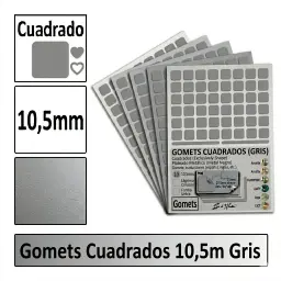 Gomets Cuadrado Pequeño Ø 10,5 Mm Gris