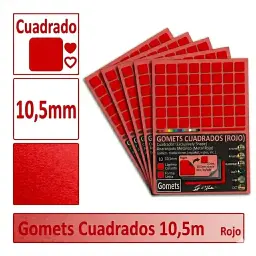 Gomets Cuadrado Pequeño Ø 10,5 Mm Rojo