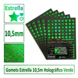 Gomets Estrella Ø 10,5 Mm Holografico Verde