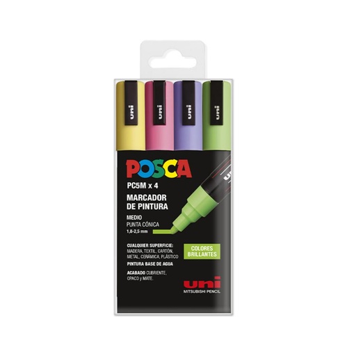 [122052] ROTULADOR POSCA PC-5M/4C ESTUCHE 4 COLORES BRILLANTES SURTIDOS