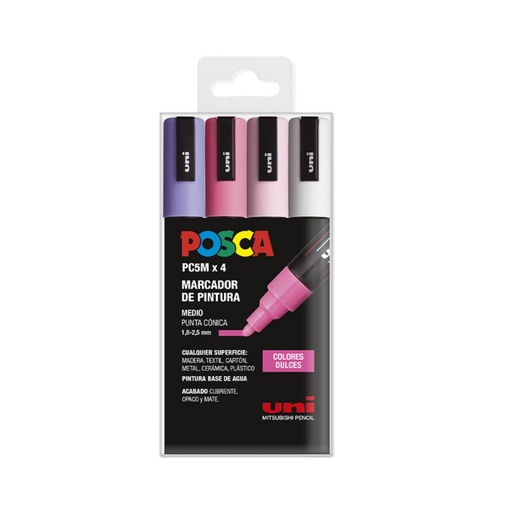 [122050] ROTULADOR POSCA PC-5M/4C ESTUCHE 4 COLORES DULCES SURTIDOS