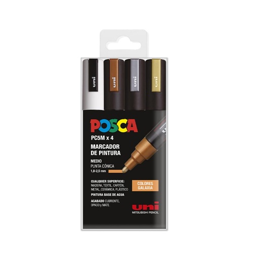 [122054] ROTULADOR POSCA PC-5M/4C ESTUCHE 4 UDS COLORES GALAXIA