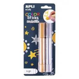 Tempera Solida Color Sticks Metalizados 6gr  2 Uds Oro Y Plata