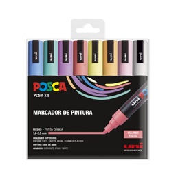 Rotuladores Uni Posca Pc-5m Estuche 8 Colores Pastel 1,8–2,5mm
