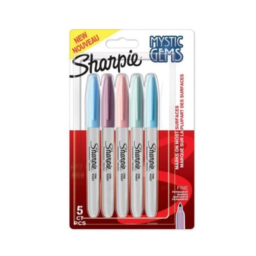 [118589] MARCADORES PERMANENTES MYSTIC GEMS BLÍSTER 5 COLORES PASTEL SHARPIE
