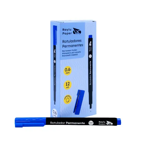 [080503] ROTULADOR PERMANENTE RAYLU PAPER DATA PEN FINO 0,6 MM AZUL