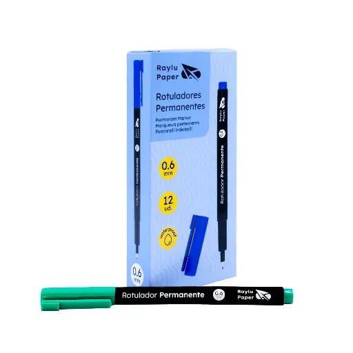 [080505] ROTULADOR PERMANENTE RAYLU PAPER DATA PEN FINO 0,6 MM VERDE 