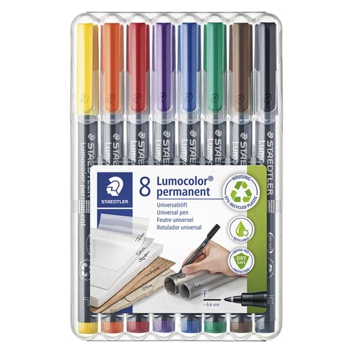 [080237] ROTULADOR STAEDTLER LUMOCOLOR PERMANENTE ESTUCHE 8 UDS PUNTA FINA