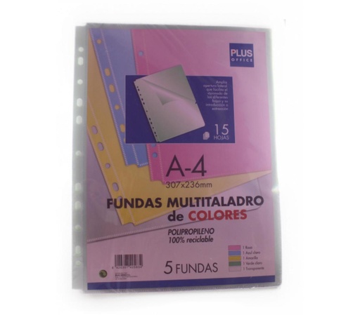 [180502] FUNDA MULTITALADRO PLUS A4 SET 5 COLORES