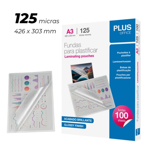 [220201] FUNDAS DE PLASTIFICAR YOSAN®COVER A3 303x426 MM 125 MICRAS CAJA 100 UDS
