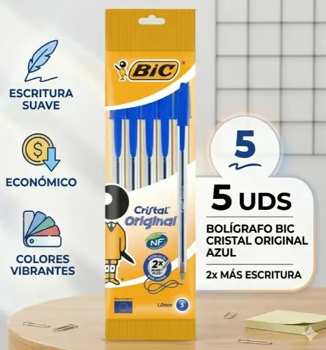 [081381] BOLÍGRAFO BIC CRISTAL ORIGINAL AZUL BLÍSTER 5 UDS