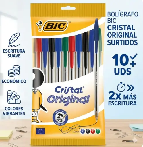 [118879] BOLÍGRAFO BIC CRISTAL ORIGINAL SURTIDOS BLÍSTER 10 UDS 