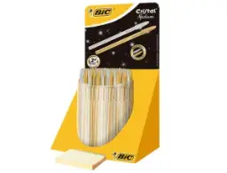 Bolígrafo Bic Cristal Oro Y Plata Tinta Azul Expositor