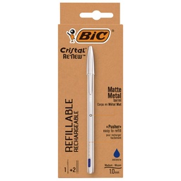 Bolígrafo Bic Cristal Re’new Azul Blíster 1 Ud + 2 Recambios