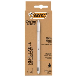 Bolígrafo Bic Cristal Re’new Negro Blíster 1 Ud + 2 Recambios