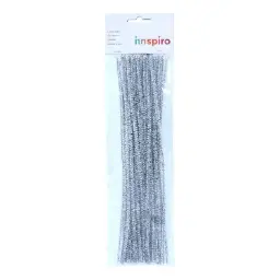 Limpiapipas Chenilla Plata 4mmx30cm Pack 50u