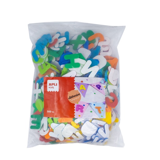 [825062] FORMAS DE GOMA EVA ADHESIVAS LETRAS SURTIDAS 500 UDS