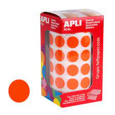 Gomets Apli Circulo 15mm Naranja Rollo