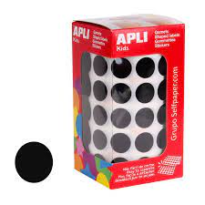 Gomets Apli Circulo 15mm Negro Rollo