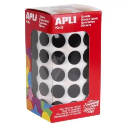 Gomets Apli Circulo 20mm Negro Rollo