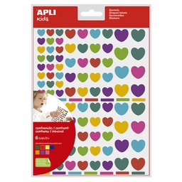 Gomets Apli Corazon Multicolor (6 Hojas – 624 Uds)