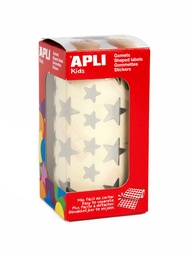 Gomets Apli Estrellas 12,5 Y 19,5 Mm Metalizados Plata Rollo