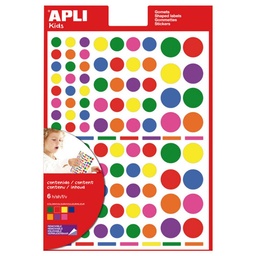 Gomets Apli Redondos Removibles Multicolor 6 Hojas Bolsa