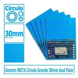 Gomets Ineta Círculo Grande Azul Fluor Rollo 1680 Uds