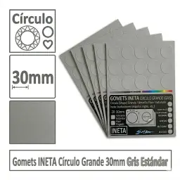 Gomets Ineta Círculo Grande Gris Rollo 1680 Uds